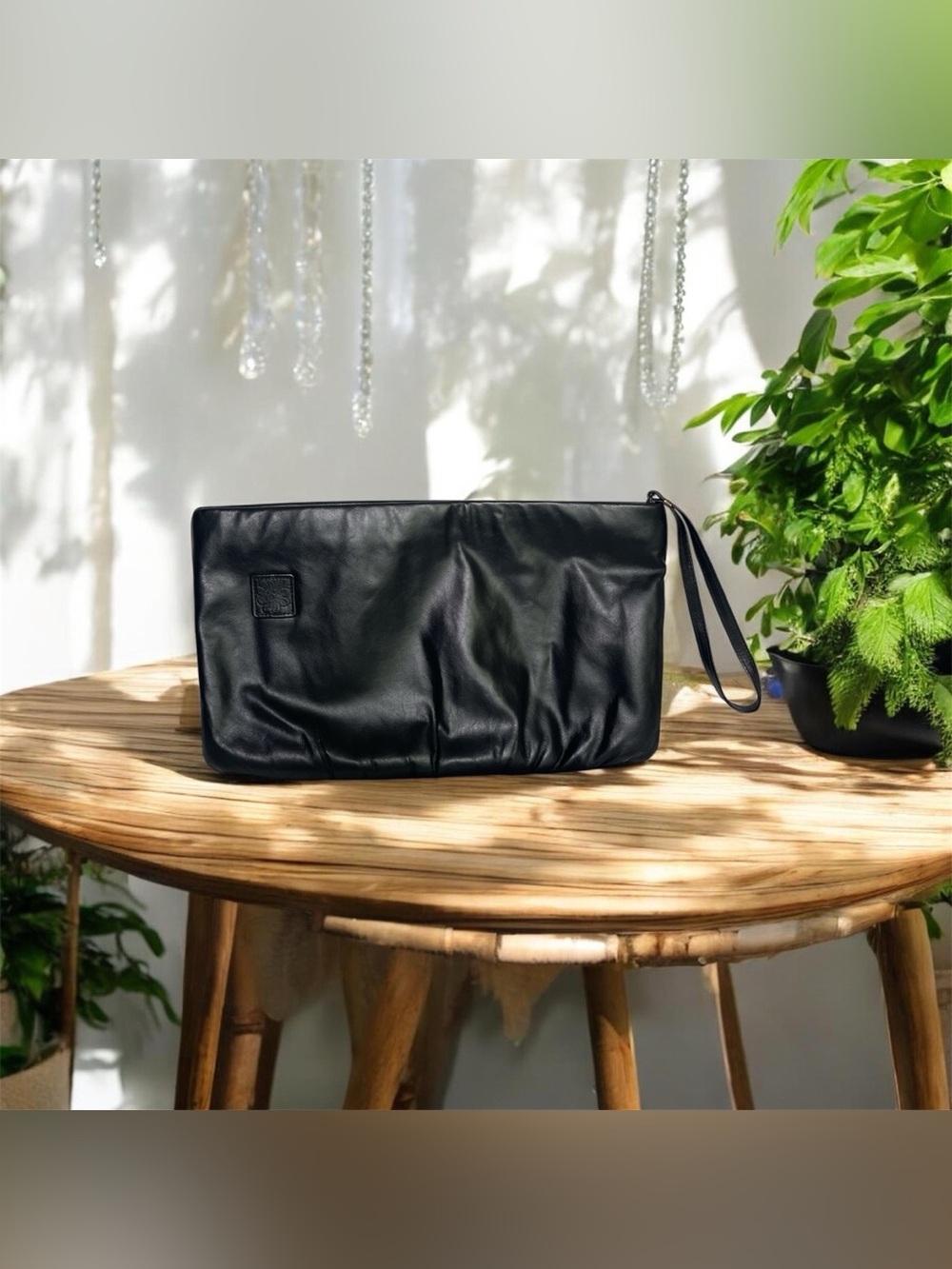 Vintage Mardane USA Amazing Leather Black clutch Purse Bag Tote